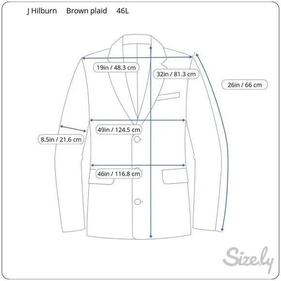 J Hilburn Mens Brown Glen Check Soft Wool Blazer 46L MSRP $1299
